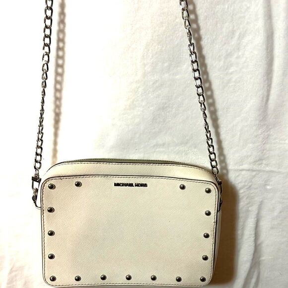 MICHAEL KORS Sandrine Stud Saffiano Leather CROSSBODY - Picture 1 of 8